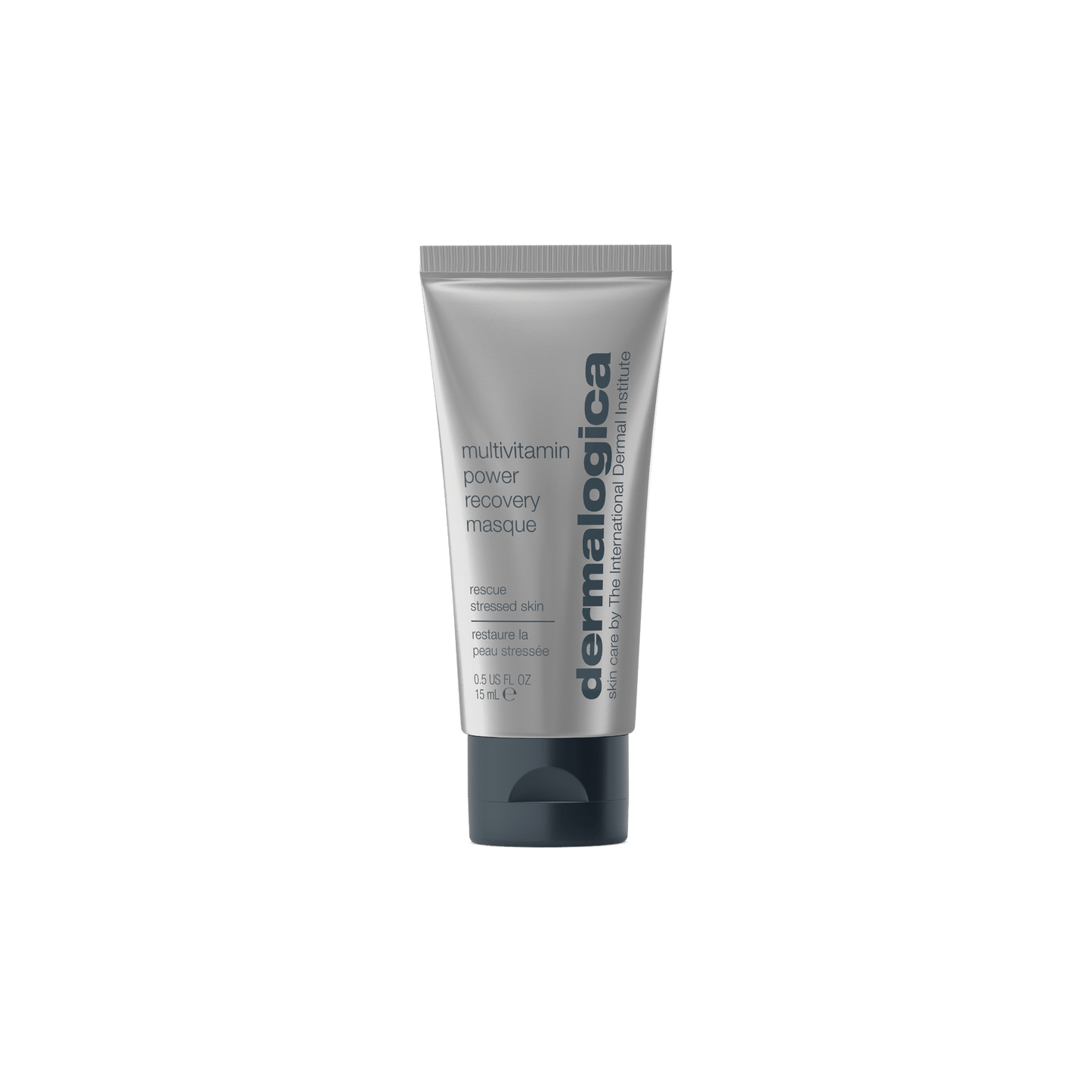 Eine graue Tube der MultiVitamin Power Recovery Masque steht aufrecht vor einem schlichten weißen Hintergrund.