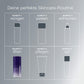 Schematische Darstellung einer sechsstufigen Hautpflegeroutine auf Deutsch mit umrandeten Produktsymbolen für jeden Schritt; Schritt 4 zeigt eine violette Serumflasche, ein weiteres Symbol trägt die Aufschrift „Augencreme“ und eignet sich ideal, um die „Phyto Nature Lifting Eye Cream“ hervorzuheben.